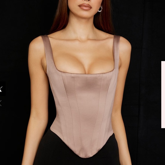 House of CB Rafa Stone Satin Longline Corset Top L - Picture 6 of 10